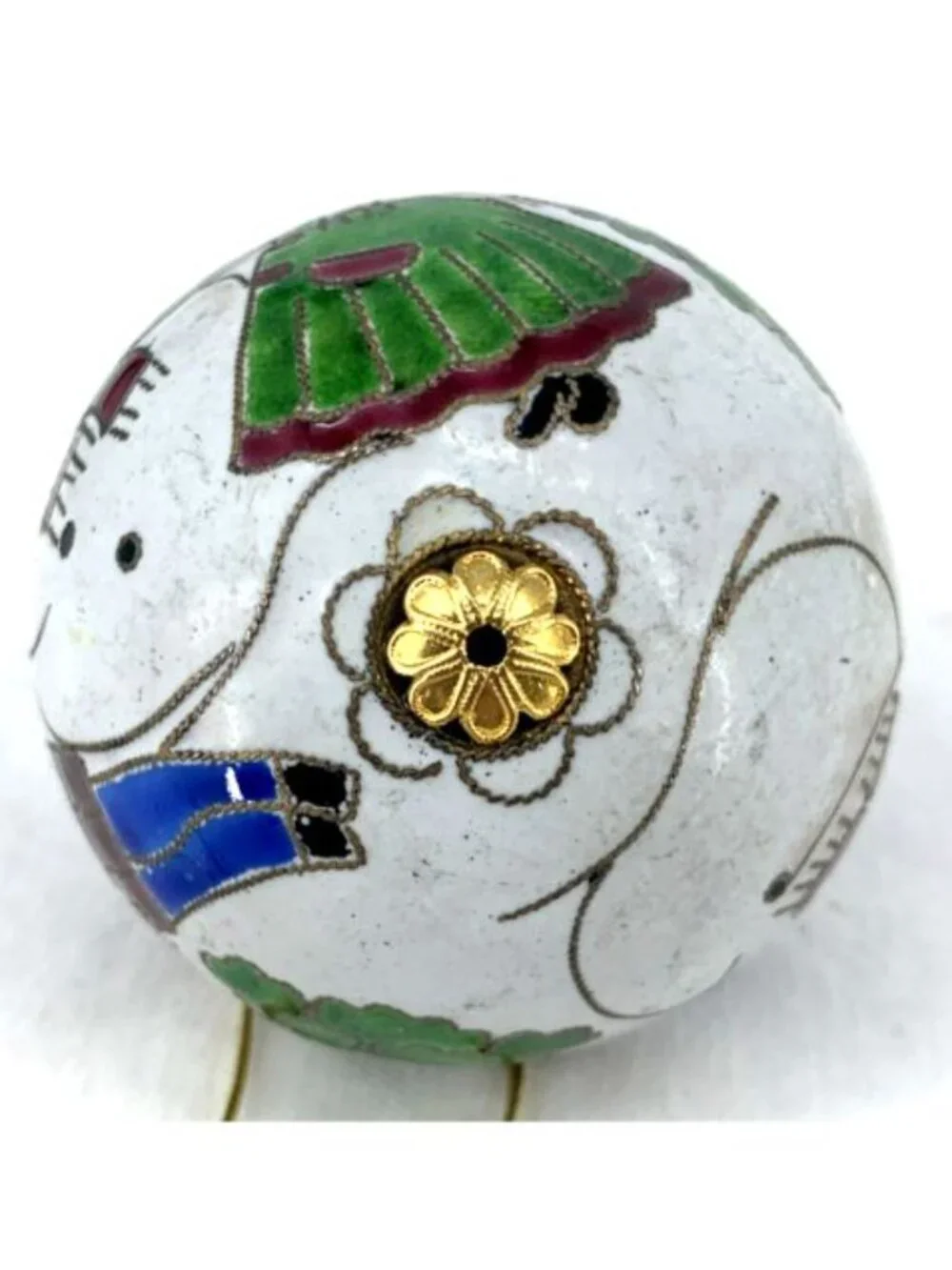 Cloisonne Snowman Christmas Ornament Enamel 1.5